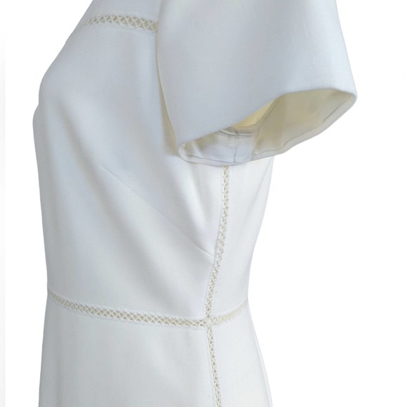 Halston Heritage White Ivory Knee Length Short Sleeve Sheath Dress Size 8 - Picture 11 of 11